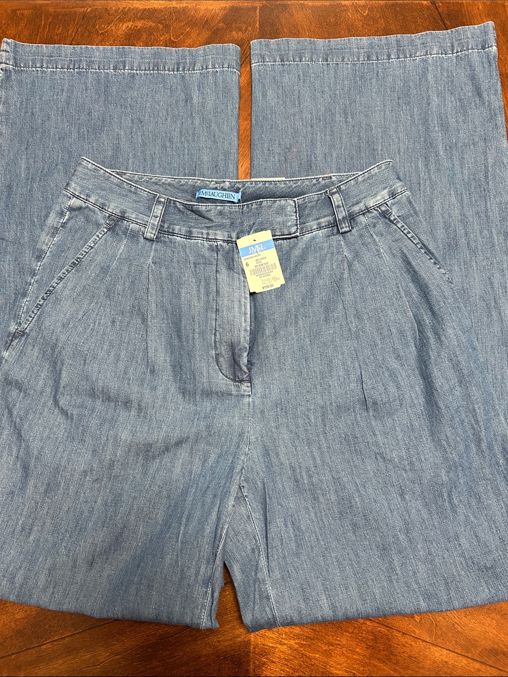 J. McLaughlin Light Blue Flare Wide-Leg Jeans